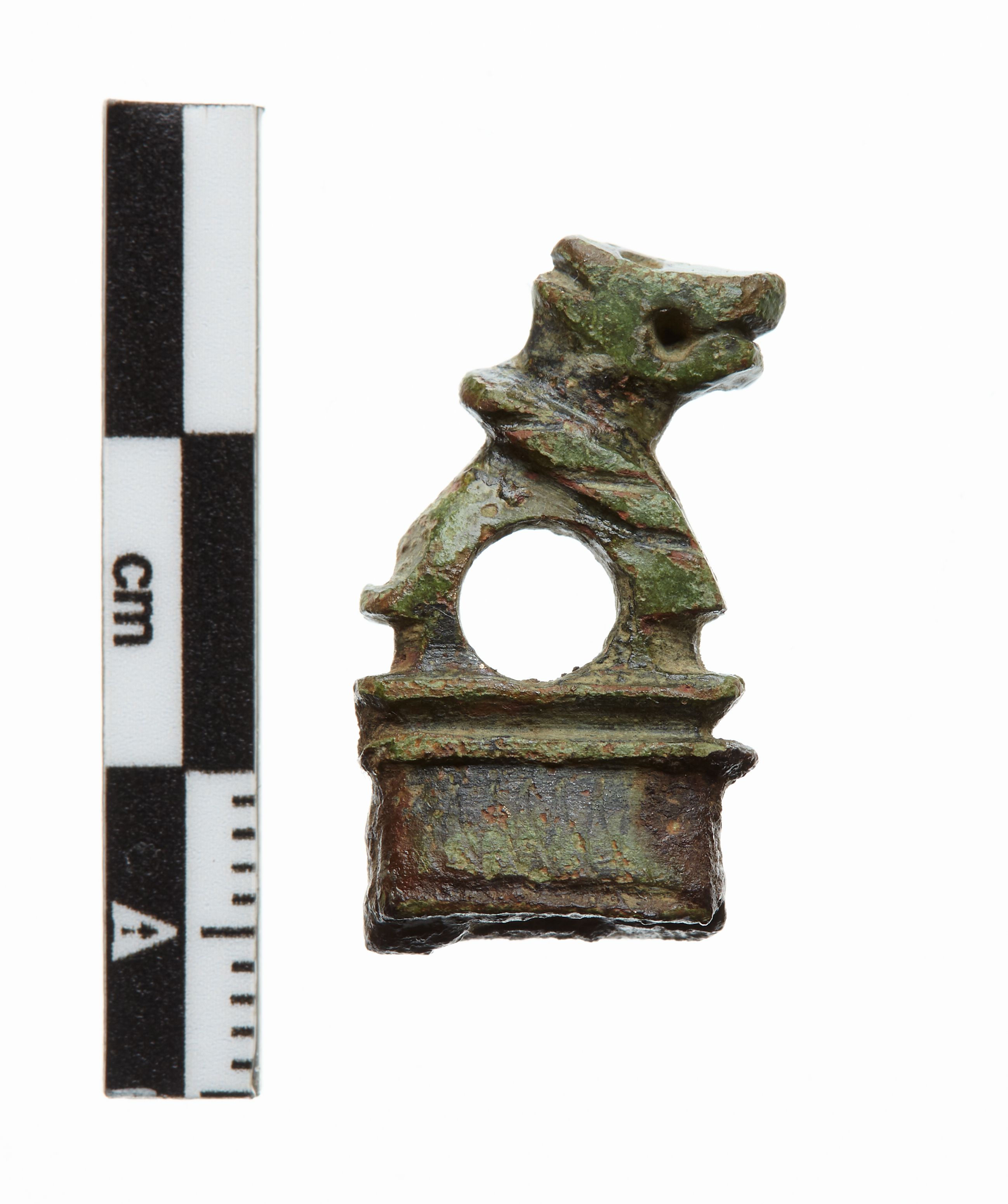 Knivende, dyreformet, bronze, renæs.